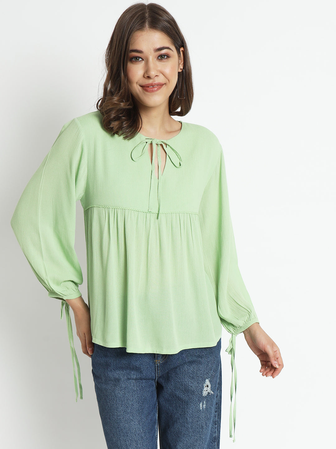 Sage Whisper Peasant Top