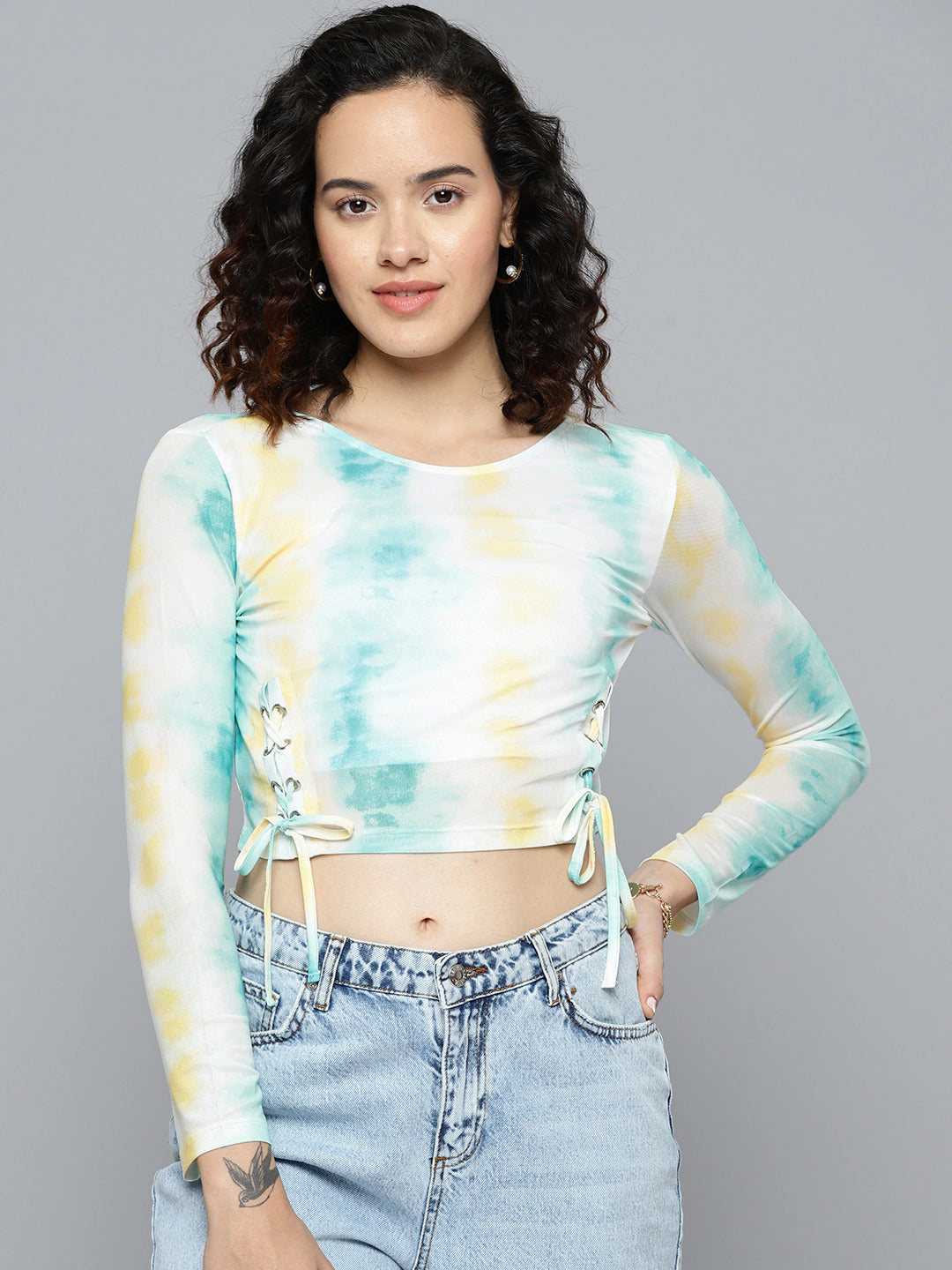 Summer Breeze Lace-Up Crop Top