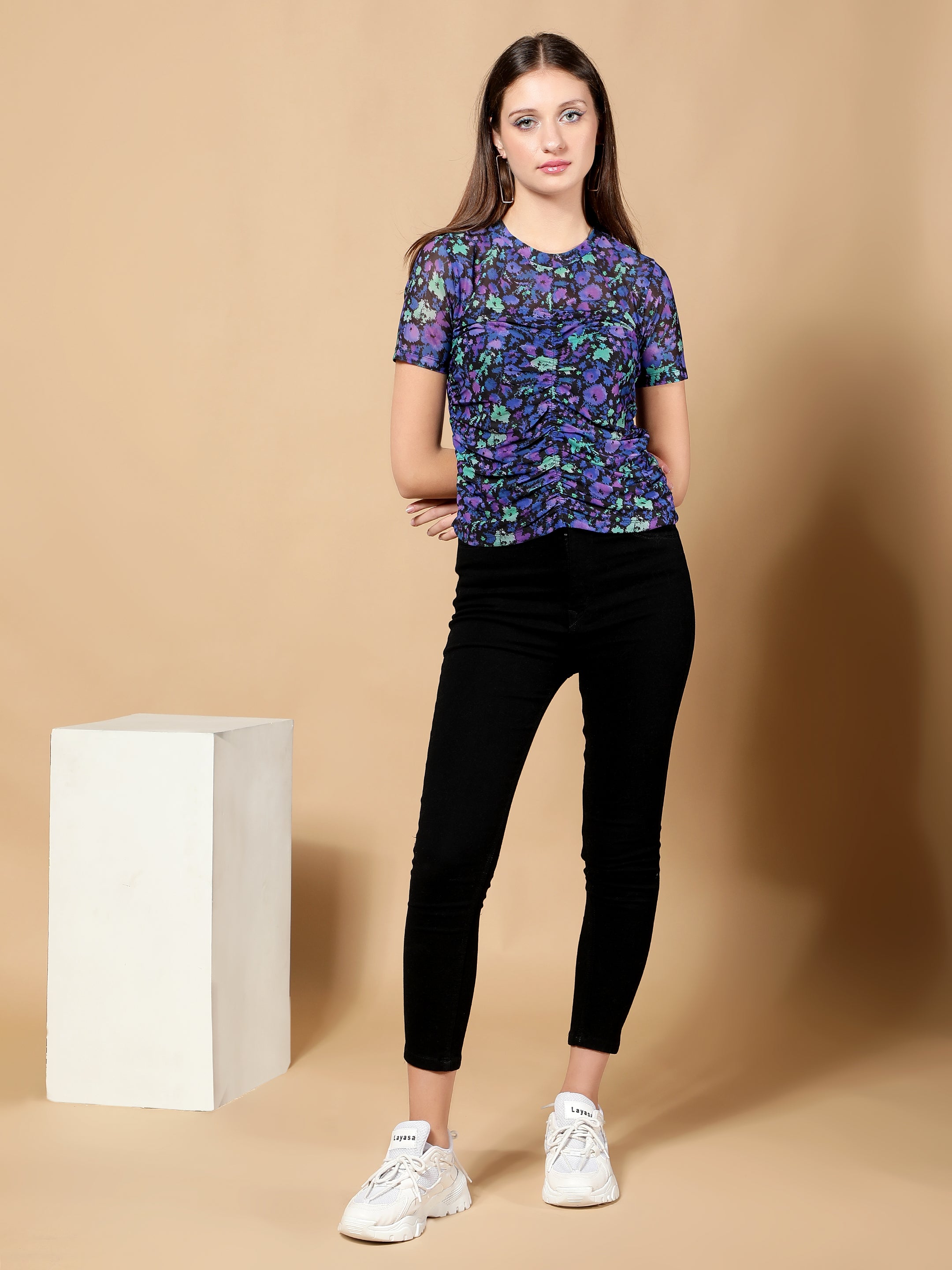 Midnight Garden Ruched Top