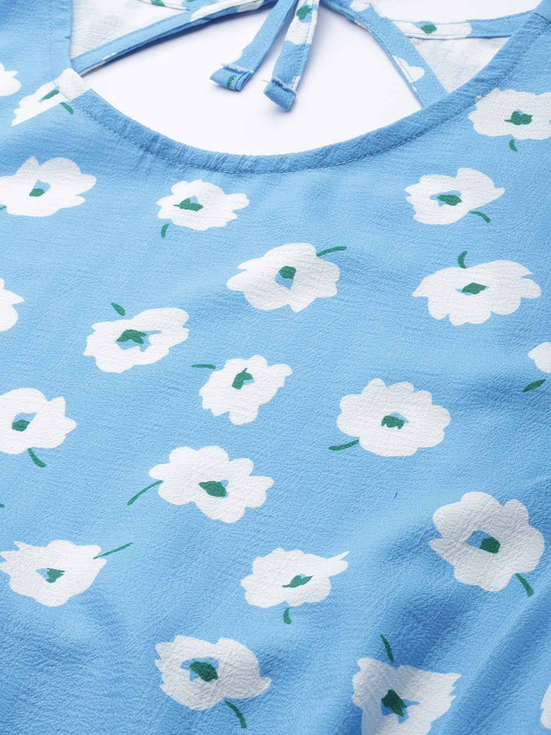 Sky Daisy Puff-Sleeve Crop Top